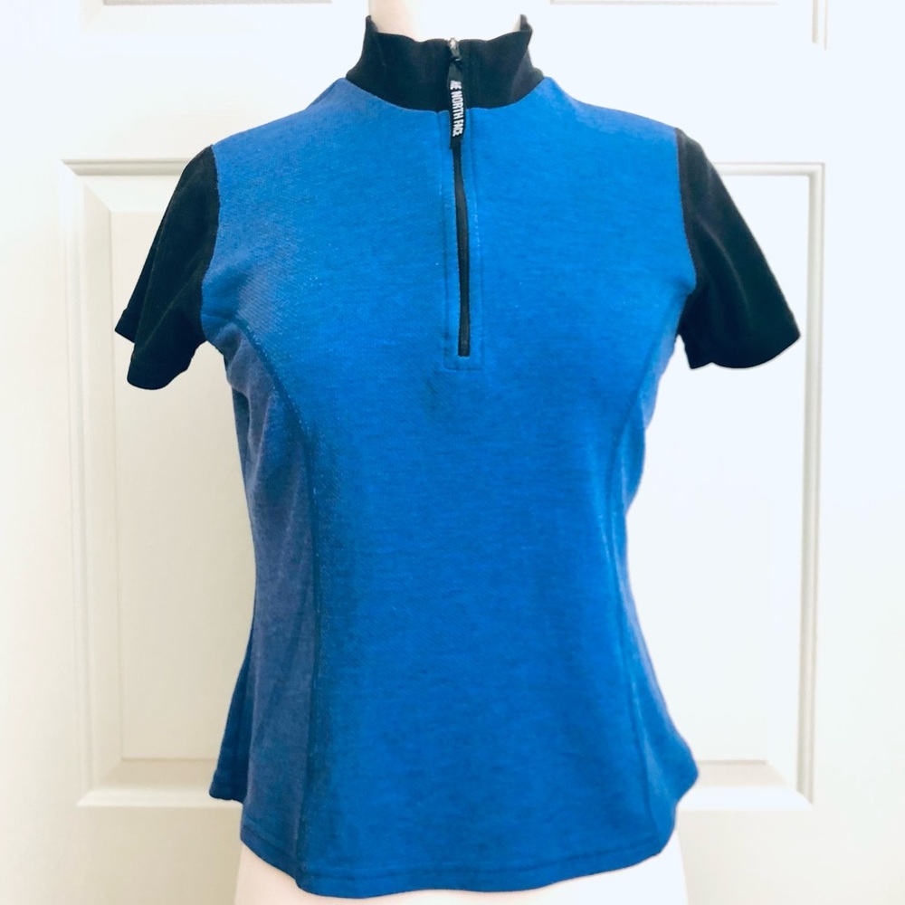 Vintage The North Face Half Zip Muck Collar Athletic Shirt Size M Black Blue